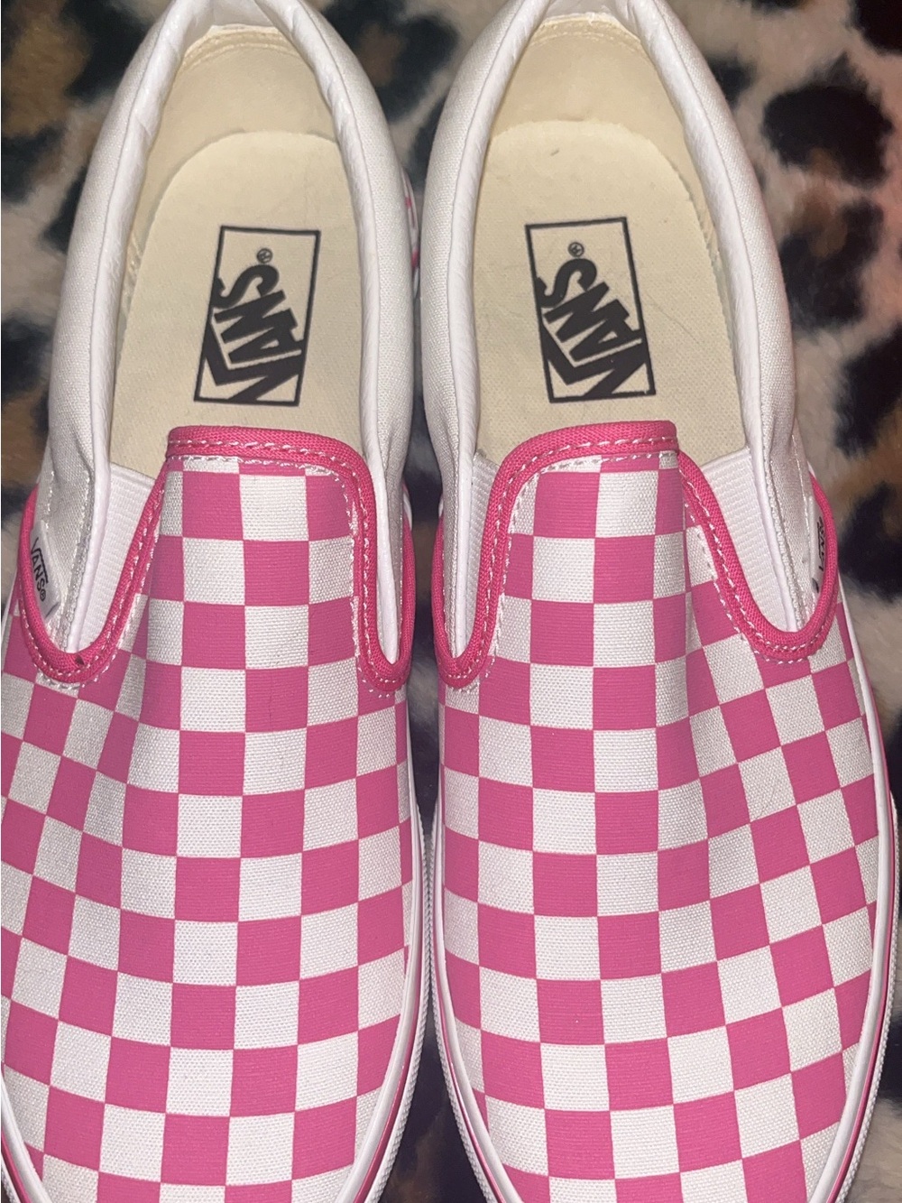 Vans Fuchsia & White Checkerboard Slip-On Sneakers - Picture 3 of 5